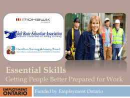 Essential Skills - Getting People Better Prepared for Work