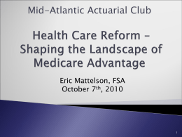 Health Care Reform – Shaping the Landscape of Medicare Advantage