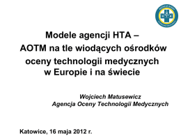 Modele Agencji HTA