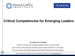 Critical Competencies for Emerging Leaders