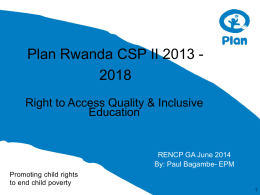 Presentation on Education Programs at PLAN Rwanda