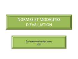 normes et modalites d`évaluation - école du Coteau