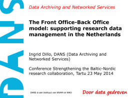 DANS and data management in the Netherlands, Ingrid Dillo