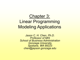 Chapter 3: Linear Programming Modeling Applications