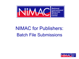 NIMAC 2.0 for Publishers: File Submission Procedures
