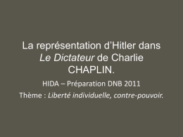 La représentation d`Hitler dans Le Dictateur de Charlie CHAPLIN.