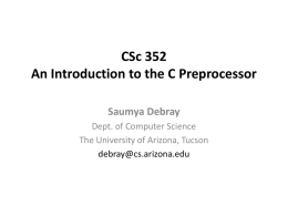 07 Intro to C preprocessor - Department of Computer Science