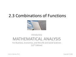 2.3 Combinations of Functions