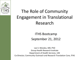 The Role of Community Engagement in Translational Research