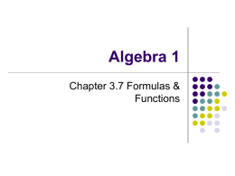Alg 1 - Ch 3.7 Formulas & Functions