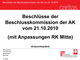 Beschlüsse der Beschlusskommission der AK vom 21.10.2010