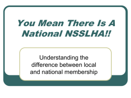 You Mean There Is A National NSSLHA