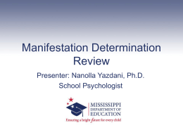 Manifestation Determination Review for EmD and OHI Students