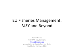 EU Fisheries Management: MSY and Beyond