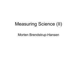 Measuring Science (II)