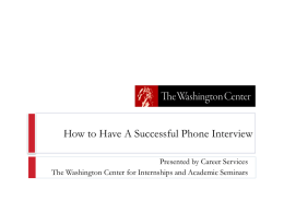 Phone Interview - The Washington Center