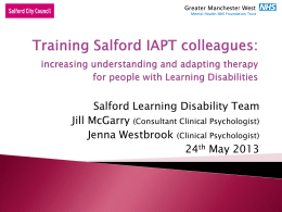 Greater Manchester West - Conducting training in IAPT