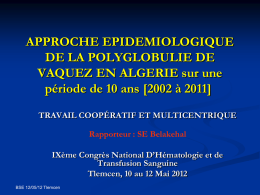 ETUDE EPIDEMIOLOGIQUE DES PV 2002 2011 BELAKEHAL