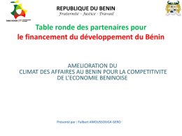 Amélioration du climat des affaires au Bénin pour une meilleure