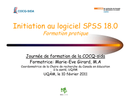 Initiation au logiciel SPSS 18.0 Formation pratique - COCQ-Sida