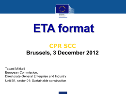 CPR SCC Brussels, 3 December 2012 ETA format