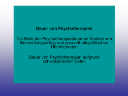 Dauer von Psychotherapien - Klinik für Psychiatrie und