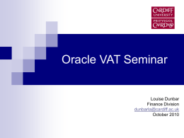 ORACLE VAT Seminar - Cardiff University