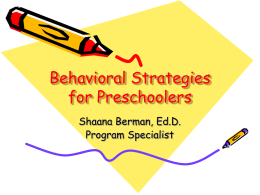 Behavioral Strategies for Preschoolers