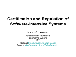 Certification and Regulation of Software-Intensive