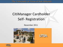 CitiManager Self-Registration for Cardholders Presentation
