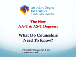 Train the Trainer: Informing Counselors about AA-T and