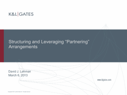 Structuring and Leveraging “Partnering” Arrangements