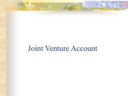 Joint Venture Account