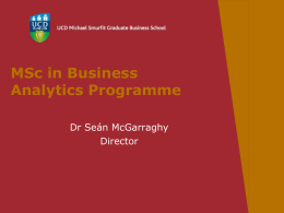 Business Analytics Presentation - UCD Michael Smurfit Graduate