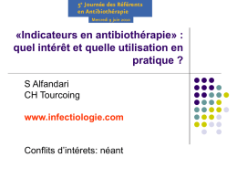 « Indicateurs en antibiothérapie : quel intérêt et quelle