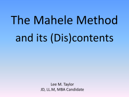 The Mahele Method - Tech Transfer Central