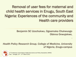 Removal of User fees.. - African Health Economics and Policy