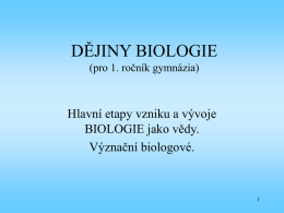 Dějiny biologie 1