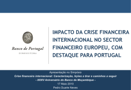 impacto da crise financeira internacional no sector financeiro