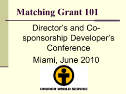 Matching Grant 101 - Church World Service