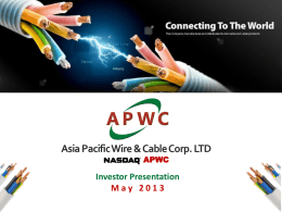 APWC Presentation - APWC-Asia Pacific Wire & Cable Corp Ltd.