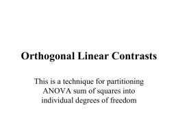 13 - Orthogonal Linear Contrasts, Post hoc tests