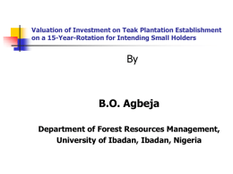 Valuation of Investment on Teak Plantation Establishment on a 15