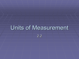 Units of Measurements - Belle Vernon Area School District