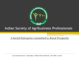 Agriculture Extension Services - Indian Society of Agribusiness