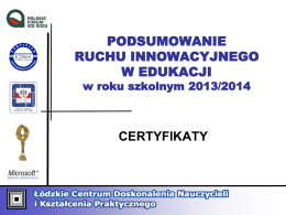 Prezentacja: Certyfikaty 2014