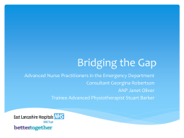 Bridging the Gap, Dr Georgina Robinson