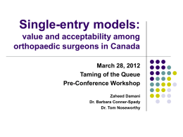 Single-Entry Models - Western Canada Waiting List Project