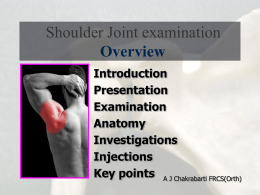 Summmary of Talk – Shoulder Jt examination for GP VTS 2013