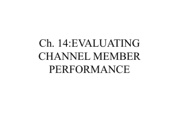 Ch. 14:EVALUATING CHANNEL MEMBER PERFORMANCE